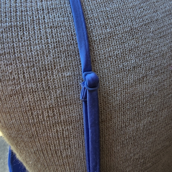 Express Satin V-Neck Downtown Cami Blue Slip Dress Size Medium Slits - Picture 8 of 11